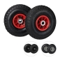 Preview: Sackkarrenräder luftbereift schwarz, rot Kunststoff Felgen, Achse 2,0 cm