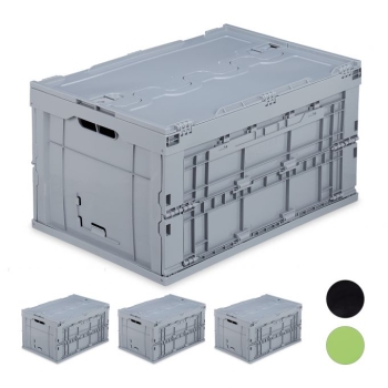4 x Transportbox Klappkiste Profi Stapelbox Aufbewahrungsbox Kunststoff grau