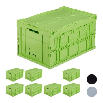 8 x Transportbox Klappbox Klappkiste Stapelbox mit Deckel grün Einkaufskiste