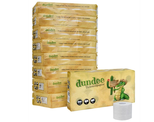dundee Toilettenpapier 3-lagig – 72 Rollen, herrlich weich und sehr saugfähig