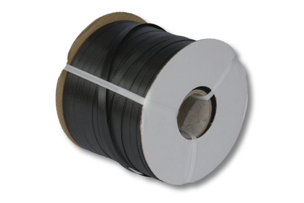 PP-Umreifungsband schwarz 16 x 0,50 mm – 500 m Rolle, 63 mm Kern, 190 kg Reißfestigkeit