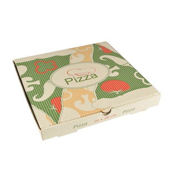 Pizzakartons, Cellulose "pure" eckig 26 x 26 x 3 cm, 100 Stück
