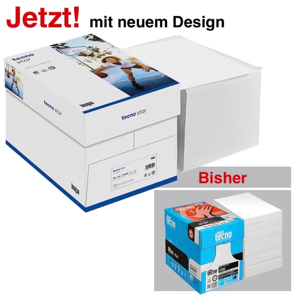 tecno Kopierpapier star DIN A4 80 g/qm 2.500 Blatt Maxi-Box